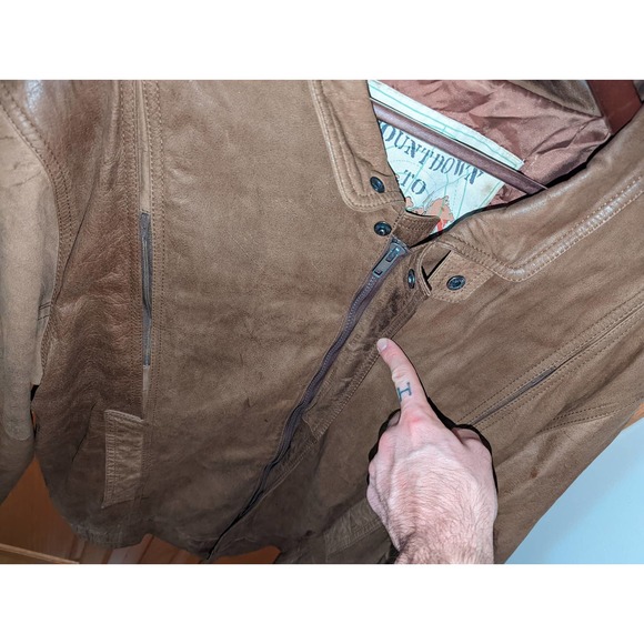 Vintage Countdown to Zero 44 Long Men size L Leather Bomber Jacket Light Brown - Picture 5 of 11